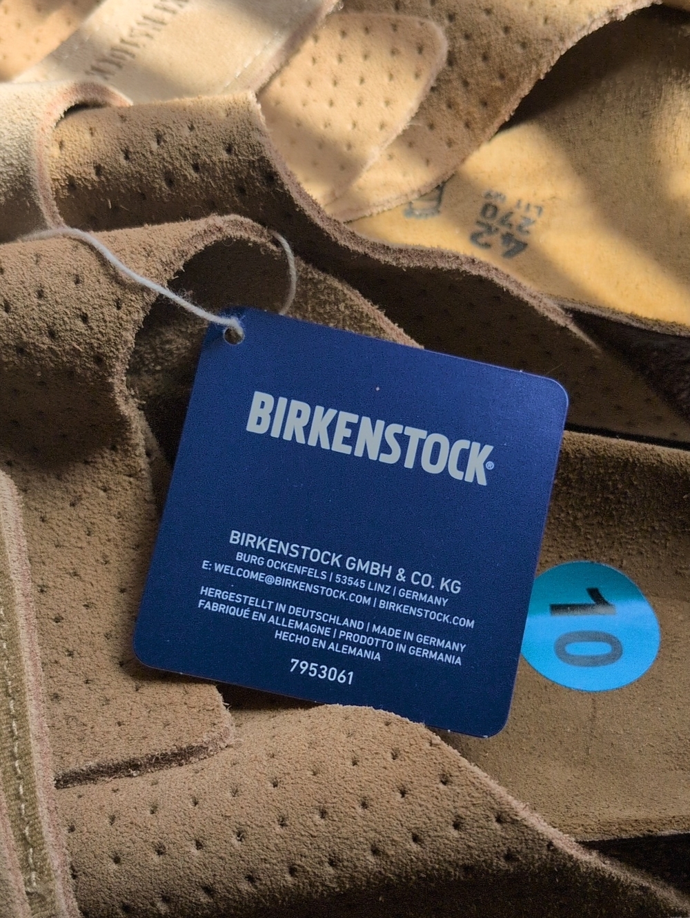 New With Tags  Birkenstock Kyoto Suede Slide Sandal in Beige Sz 10 - Picture 2 of 7
